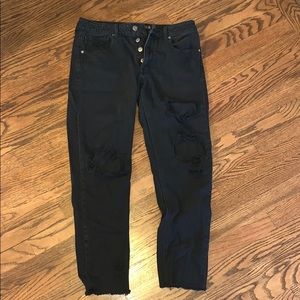 distressed black boyfriend or tomgirl jeans